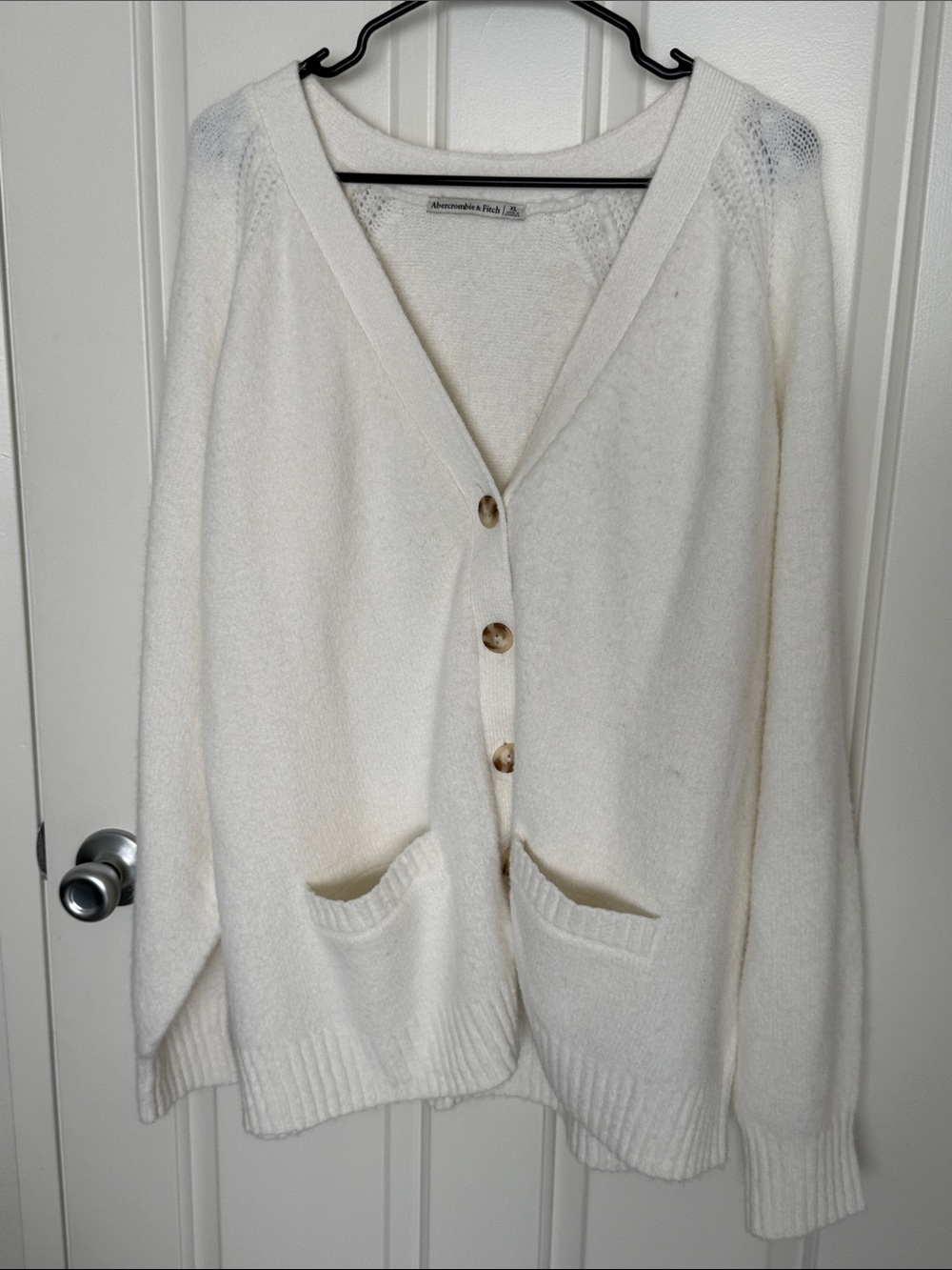 Abercrombie & Fitch white Button-Front Pocket Cardigan
